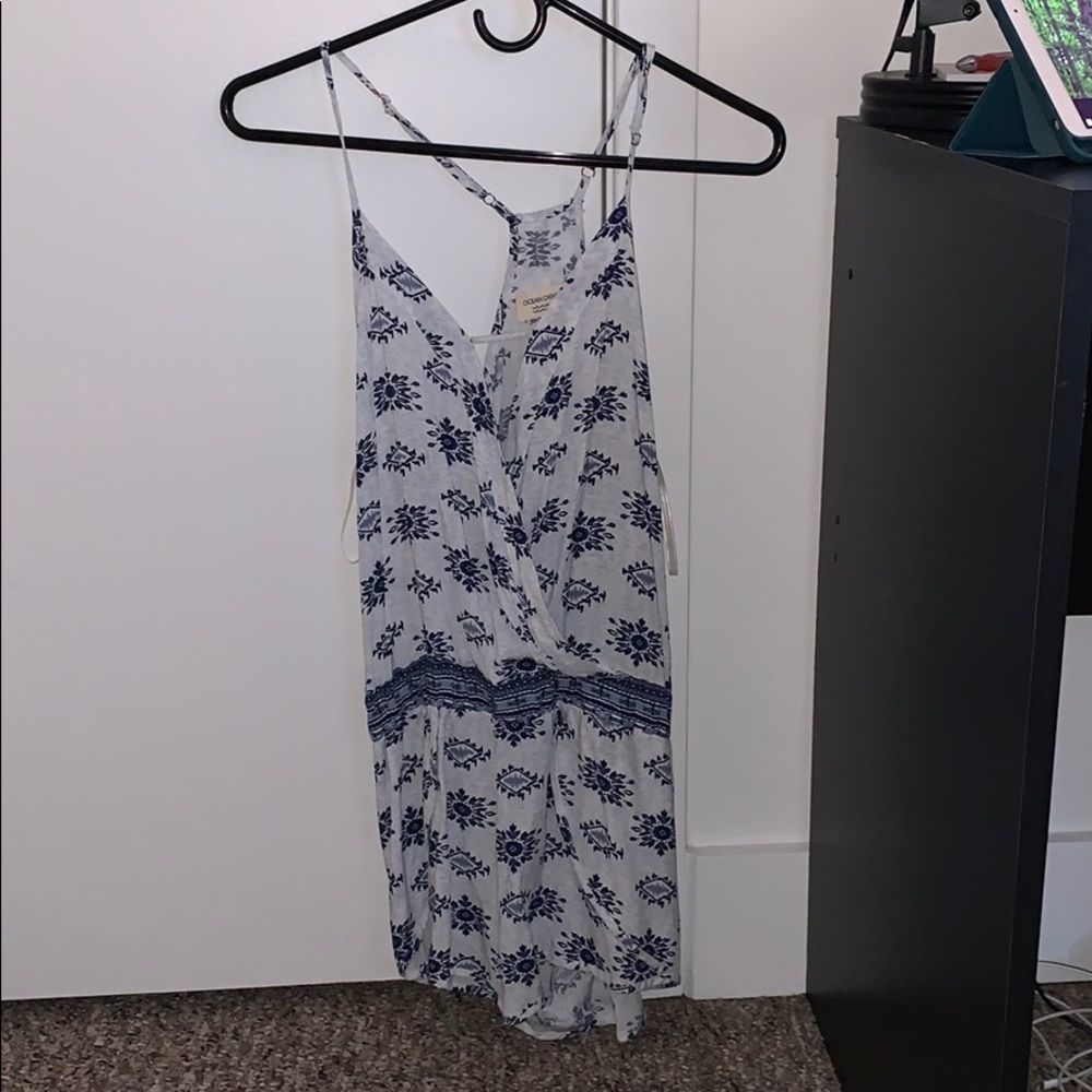 Ocean Drive Blue and White Romper